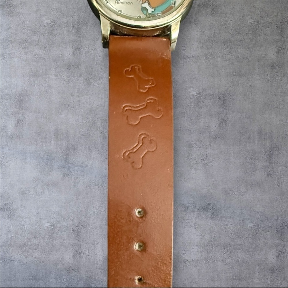 Vintage Armitron Scooby Doo Watch w/Original Brown Leather Strap/Band - Picture 7 of 8